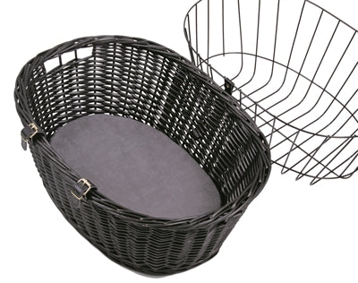 Trixie Wilgen Fietsmand Voorop Zwart Met Kussen En Kap 50X35X41 Cm