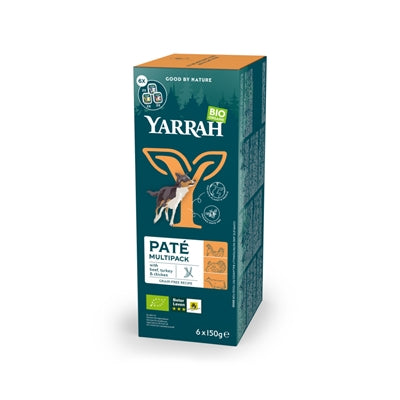 Yarrah Dog Organic Multipack Pate Kalkoen / Kip / Rund 6X150 Gr