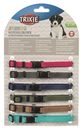 Trixie Puppy Halsbandset Fuchsia/Grafiet/Indigo/Bosgroen/Koraal 17-25 Cm 6 St