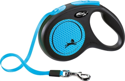 Flexi Rollijn New Classic Neon Tape Zwart / Blauw S 5 Mtr Tot 15 Kg