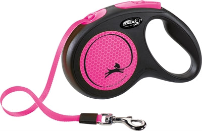 Flexi Rollijn New Classic Neon Tape Zwart / Roze S 5 Mtr Tot 15 Kg