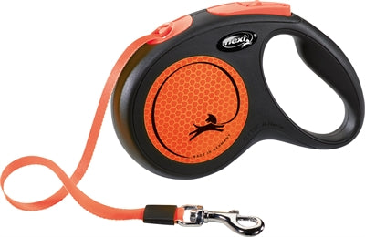 Flexi Rollijn New Classic Neon Tape Zwart / Oranje S 5 Mtr Tot 15 Kg