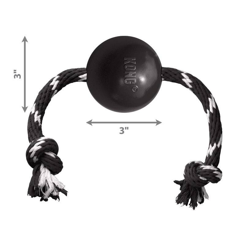 Kong Extreme Bal Met Touw Zwart / Wit 7,5X7,5X7,5 Cm
