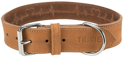 Trixie Halsband Hond Rustic Vetleer Heartbeat Bruin 38-47X4 Cm