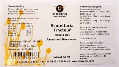 De Groene Os Scutellaria Tinctuur Hond / Kat 50 Ml
