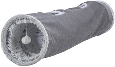 Trixie Katten Speeltunnel Harvey Velours / Pluche Grijs 116X27 Cm