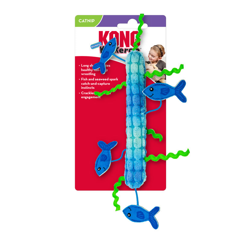 Kong Kickeroo Stickeroo Met Kreukgeluid En Catnip Blauw 26X11,5X2 Cm