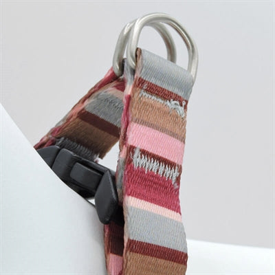 Morso Mini Hondentuig Verstelbaar Gerecycled Skyline Rood / Roze 24-32X1,5 Cm