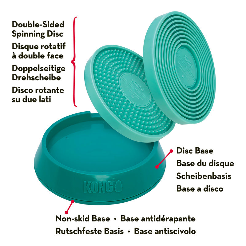 Kong Licks Spinz Teal Groenblauw 20X20X4,5 Cm