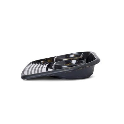 Savic Butler Voerbak En Drinkbak Met Plateau Marble Zwart / Goud 45X36X8 Cm 2X300 Ml