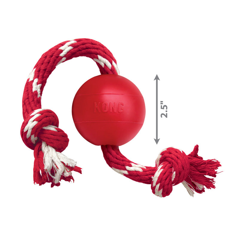Kong Classic Rubber Bal Met Touw 6,5X6,5X6,5 Cm