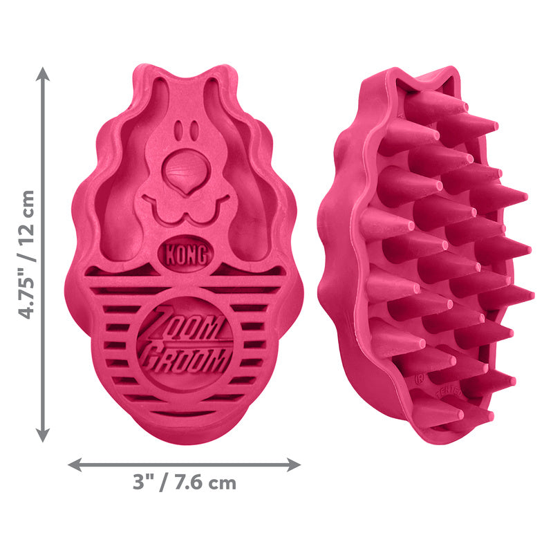 Kong Zoomgroom Rubber Borstel Roze 7,5X4X12 Cm