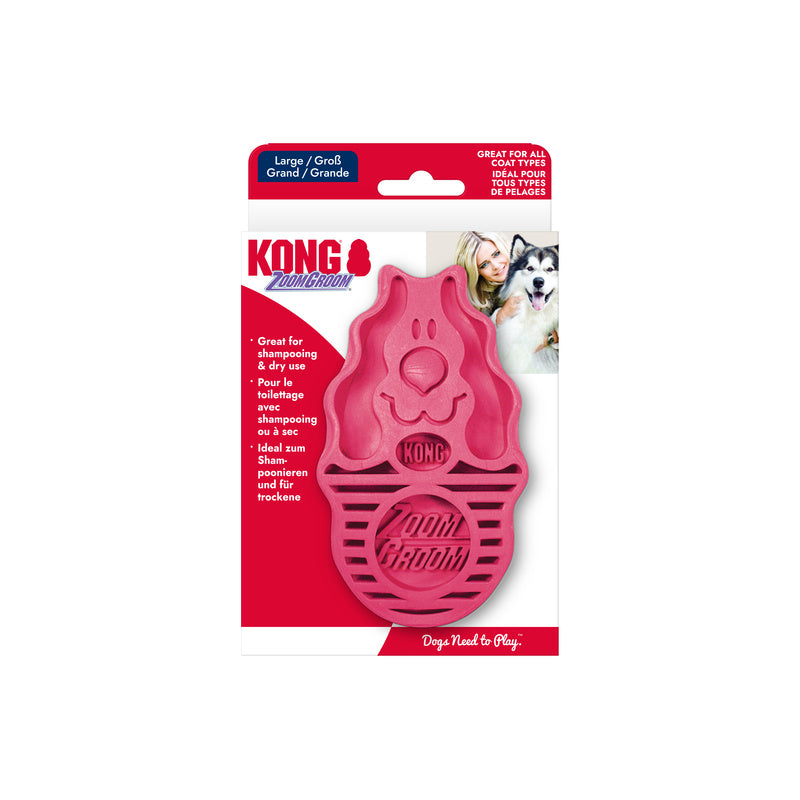 Kong Zoomgroom Rubber Borstel Roze 7,5X4X12 Cm