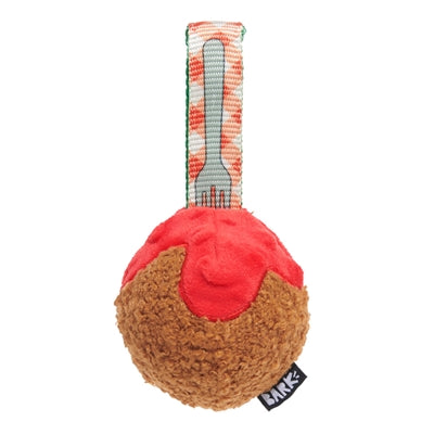 Bark A Squeaky Meat-A-Ball Gehaktbal Met Vork Pluche Super Chewer 25,5X15X9 Cm 10-20 Kg