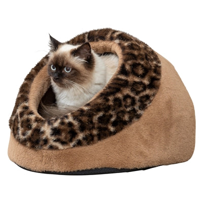 Trixie Kattenmand Iglo Leo Soft Pluche Bruin / Panterprint 35X41X26 Cm