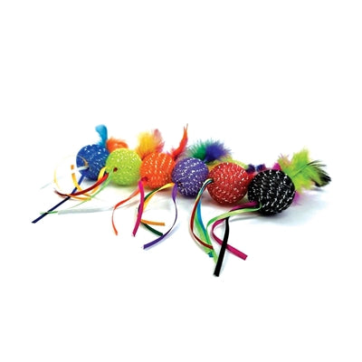 Happy Pet Tabby Patch Glitterbal Met Ratel En Veren 20X4,5X4,5 Cm