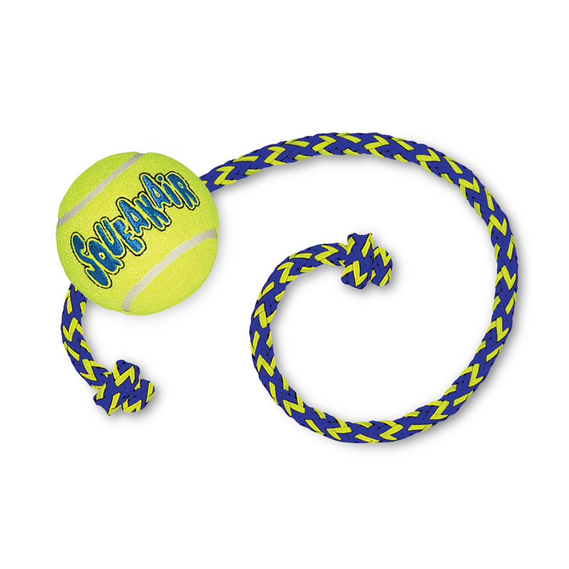 Kong Squeakair Bal Met Touw Geel / Blauw 52X6,5X6,5 Cm
