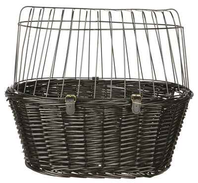 Trixie Wilgen Fietsmand Voorop Zwart Met Kussen En Kap 50X35X41 Cm