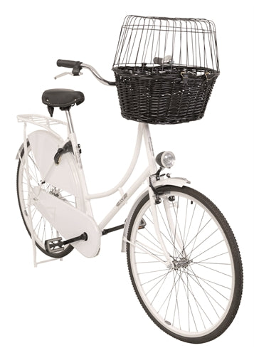 Trixie Wilgen Fietsmand Voorop Zwart Met Kussen En Kap 50X35X41 Cm