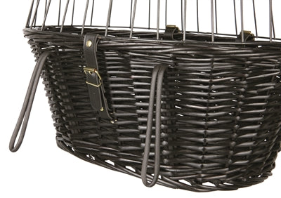 Trixie Wilgen Fietsmand Voorop Zwart Met Kussen En Kap 50X35X41 Cm