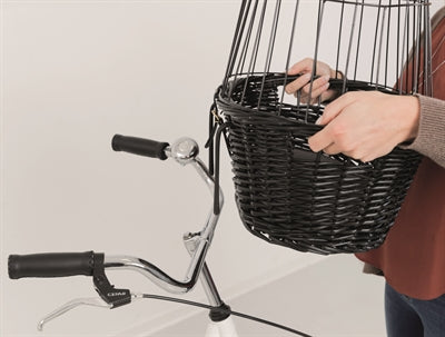 Trixie Wilgen Fietsmand Voorop Zwart Met Kussen En Kap 50X35X41 Cm