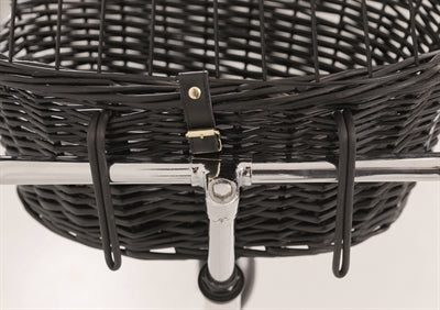Trixie Wilgen Fietsmand Voorop Zwart Met Kussen En Kap 50X35X41 Cm