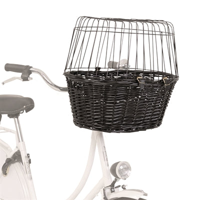 Trixie Wilgen Fietsmand Voorop Zwart Met Kussen En Kap 50X35X41 Cm