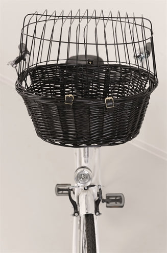 Trixie Wilgen Fietsmand Voorop Zwart Met Kussen En Kap 50X35X41 Cm