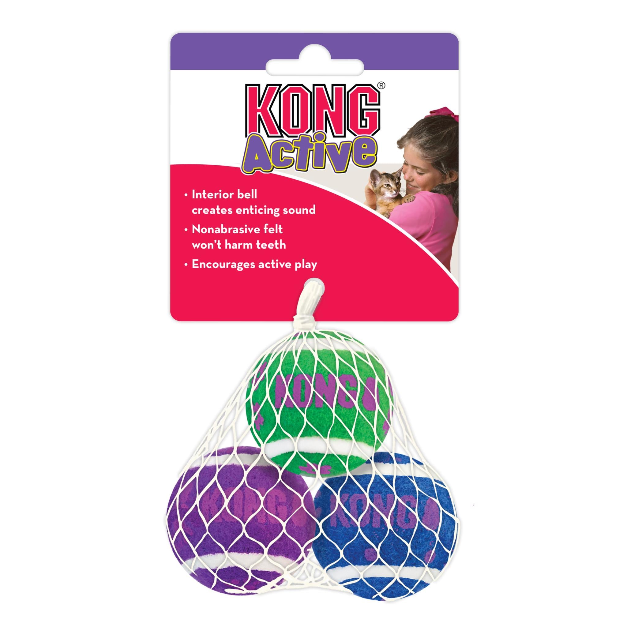 Kong Kat Tennisballen Met Bellen 4X4X4 Cm 3 St