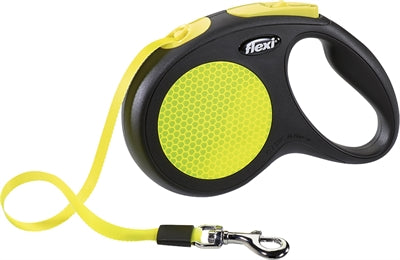Flexi Rollijn New Classic Neon Tape Zwart / Geel S 5 Mtr