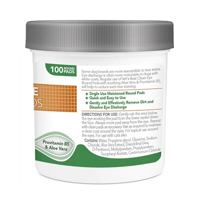 Vets Best Clean Eye Round Pads 100 St