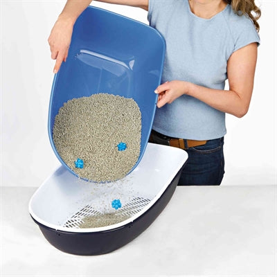 Trixie Berto Kattenbak Open Met Scheidingssyteem Grijs/Pastelblauw/Graniet 59X39X22 Cm