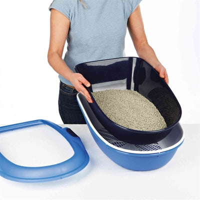 Trixie Berto Kattenbak Open Met Scheidingssyteem Grijs/Pastelblauw/Graniet 59X39X22 Cm