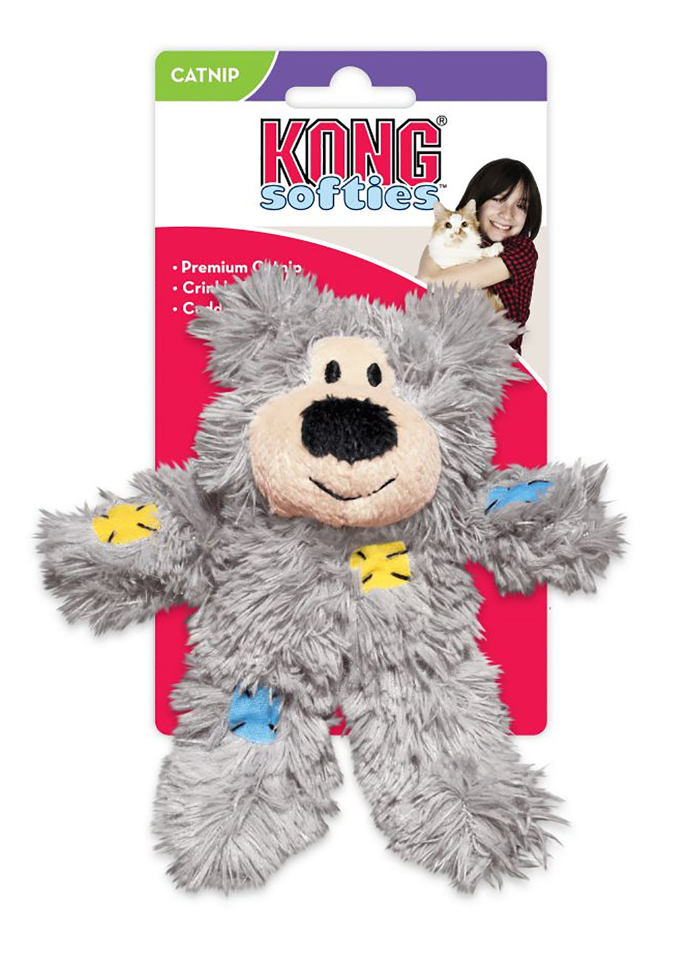 Kong Cat Softies Patchwork Bear Assorti 7,5X5X12,5 Cm