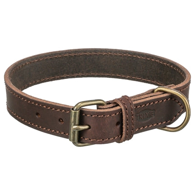 Trixie Halsband Hond Rustic Vetleer Donkerbruin 27-34X1,8 Cm