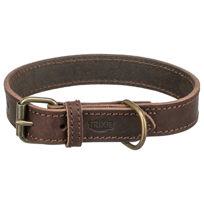 Trixie Halsband Hond Rustic Vetleer Donkerbruin 27-34X1,8 Cm