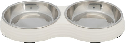 Trixie Voerbak Kat Dubbel Melamine / Rvs Wit 2X200 Ml 27X14X3 Cm