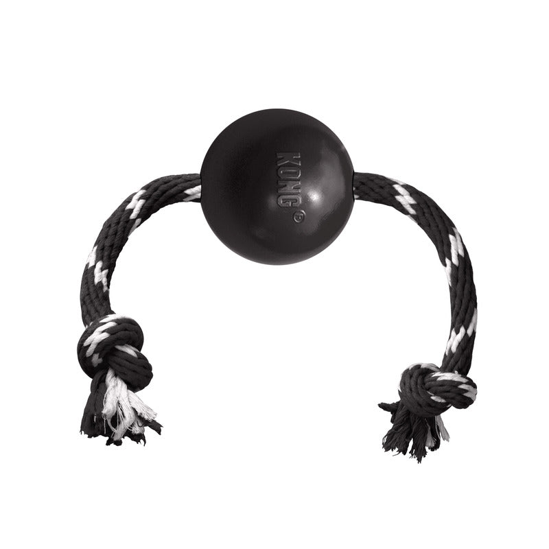 Kong Extreme Bal Met Touw Zwart / Wit 7,5X7,5X7,5 Cm