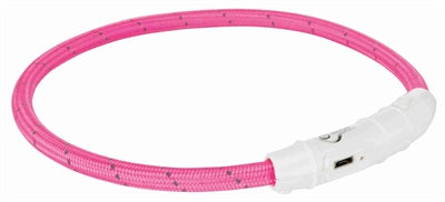 Trixie Lichtgevende Halsband Hond Flash Usb Tpu / Nylon Roze 65X0,7 Cm