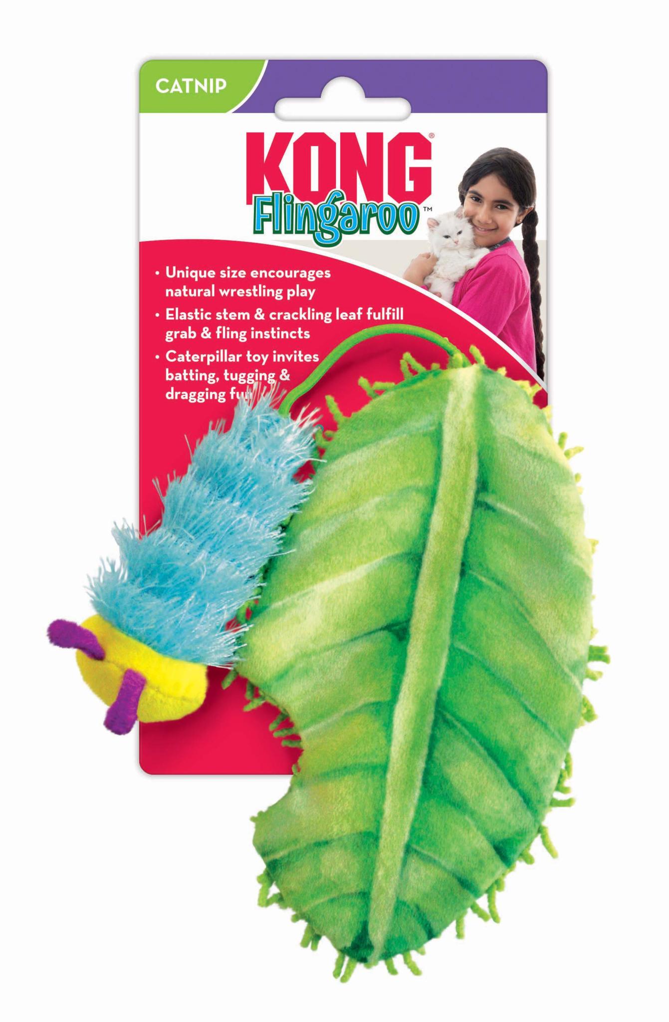 Kong Flingaroo Rups Met Blad Met Catnip 25,5X8,5X3 Cm