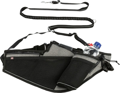 Trixie Joggingriem Met Lijn Grijs / Zwart 115-150X2 Cm / 70-130X23 Cm