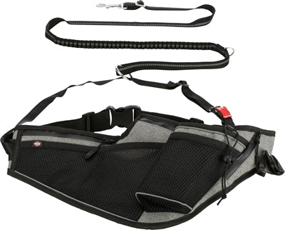 Trixie Joggingriem Met Lijn Grijs / Zwart 115-150X2 Cm / 70-130X23 Cm