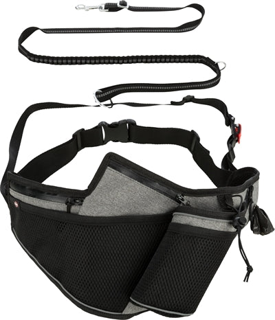Trixie Joggingriem Met Lijn Grijs / Zwart 115-150X2 Cm / 70-130X23 Cm