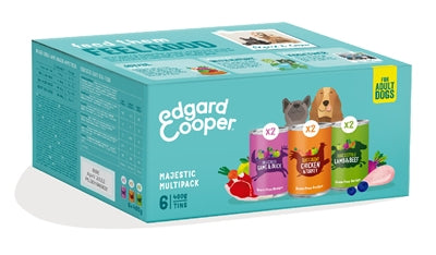 Edgard & Cooper Multipack Hond Adult Kip / Lam / Wild Graanvrij 6X400 Gr