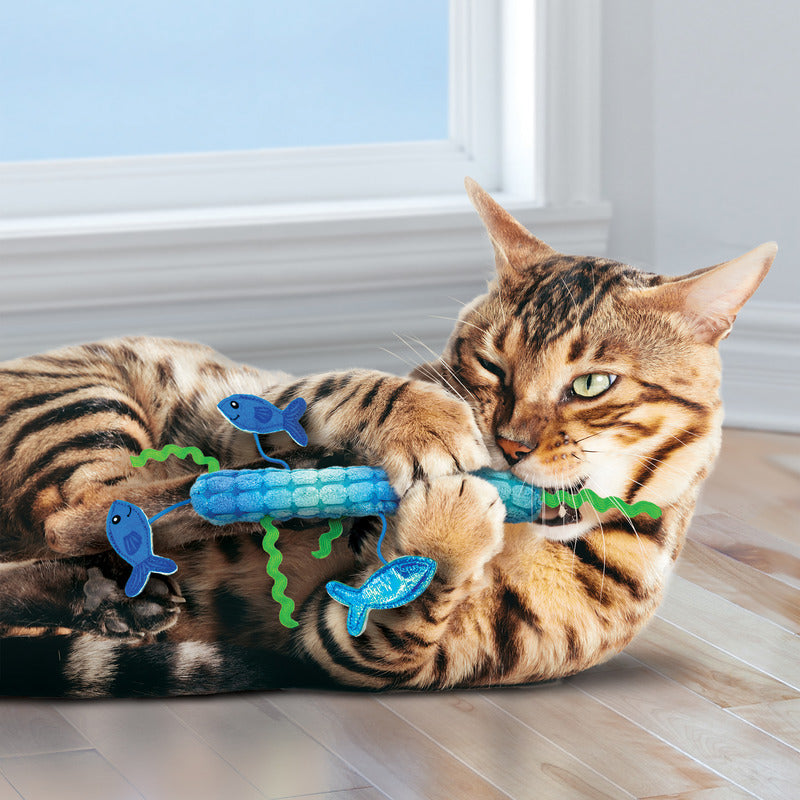 Kong Kickeroo Stickeroo Met Kreukgeluid En Catnip Blauw 26X11,5X2 Cm