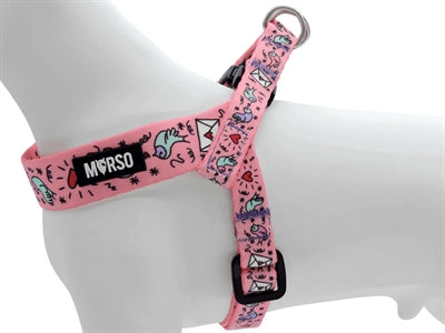 Morso Mini Hondentuig Verstelbaar Gerecycled Sweet Tweet Roze 24-32X1,5 Cm