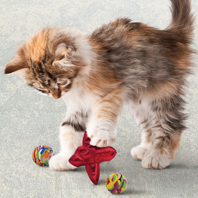 Kong Cat Active Jacks Stuiterbal Multipack Met Catnip Rood 10,5X8X7 Cm