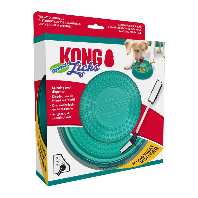 Kong Licks Spinz Teal Groenblauw 20X20X4,5 Cm