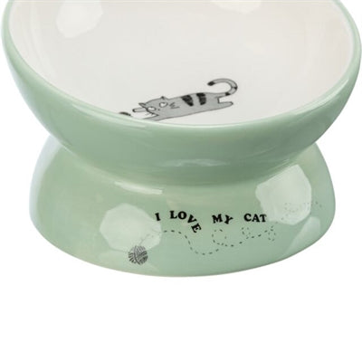 Trixie Voerbak / Drinkbak Kat Verhoogd Keramiek Salie / Wit 150 Ml 13 Cm