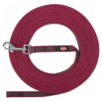 Trixie Hondenriem Sleeplijn Met Rubber Anti Slip Sangria Rood S/M 10 Mtr X 1,5 Cm